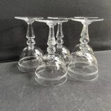 5 verres en cristal léger soufflé, taillé et guilloché