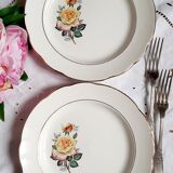 Assiettes plates dépareillées en liserets dorés