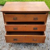 Chest of drawers of the 50s in solid oak 3 drawers conical feet