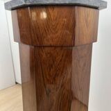 Biedermeier Drum Cabinet in Walnut Veneer & Marble, France, 1830s