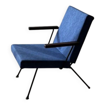 Fauteuil Gispen 1409 André Cordemeyer bleu pétrole années 1960