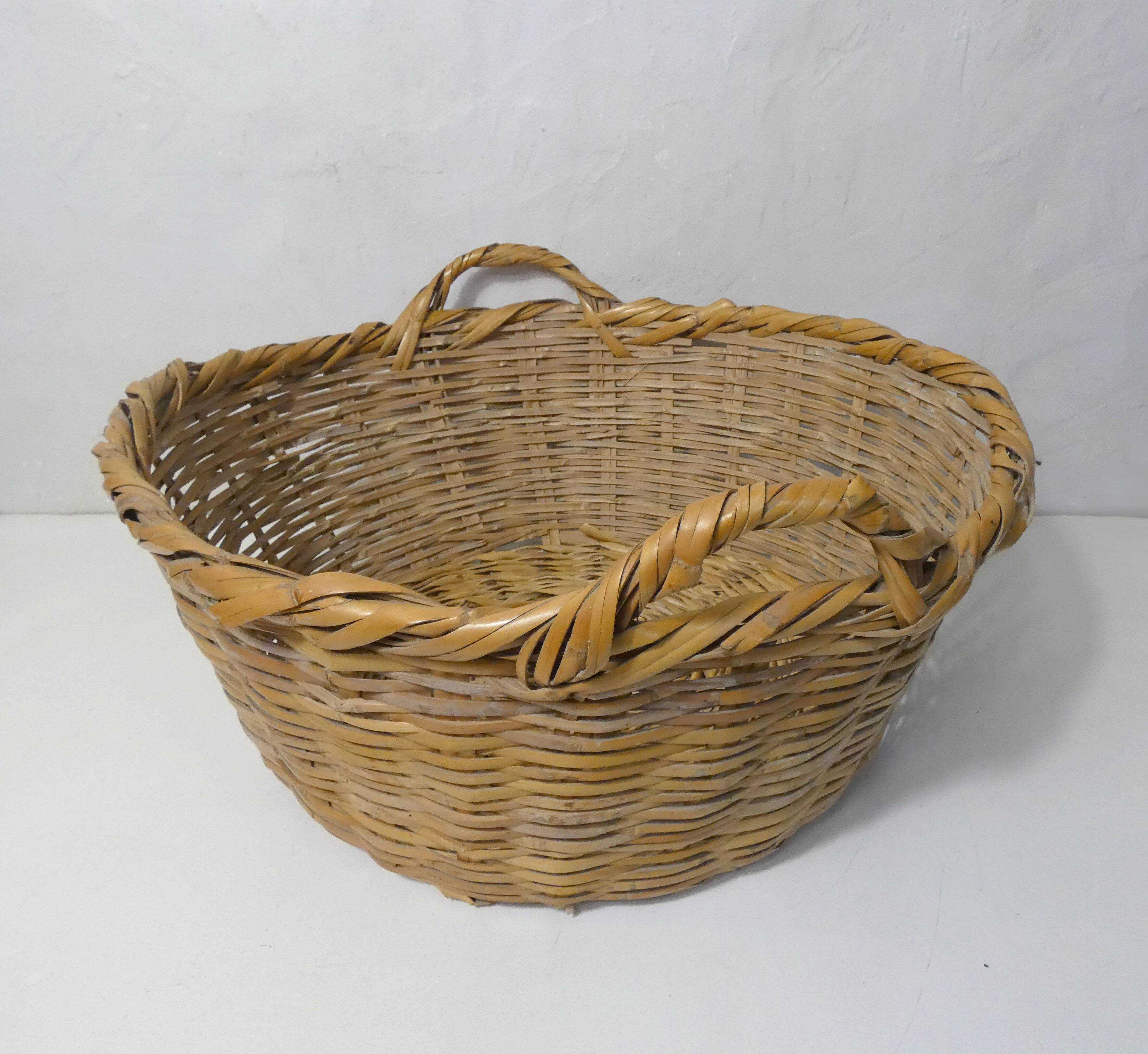 large vintage rattan basket
