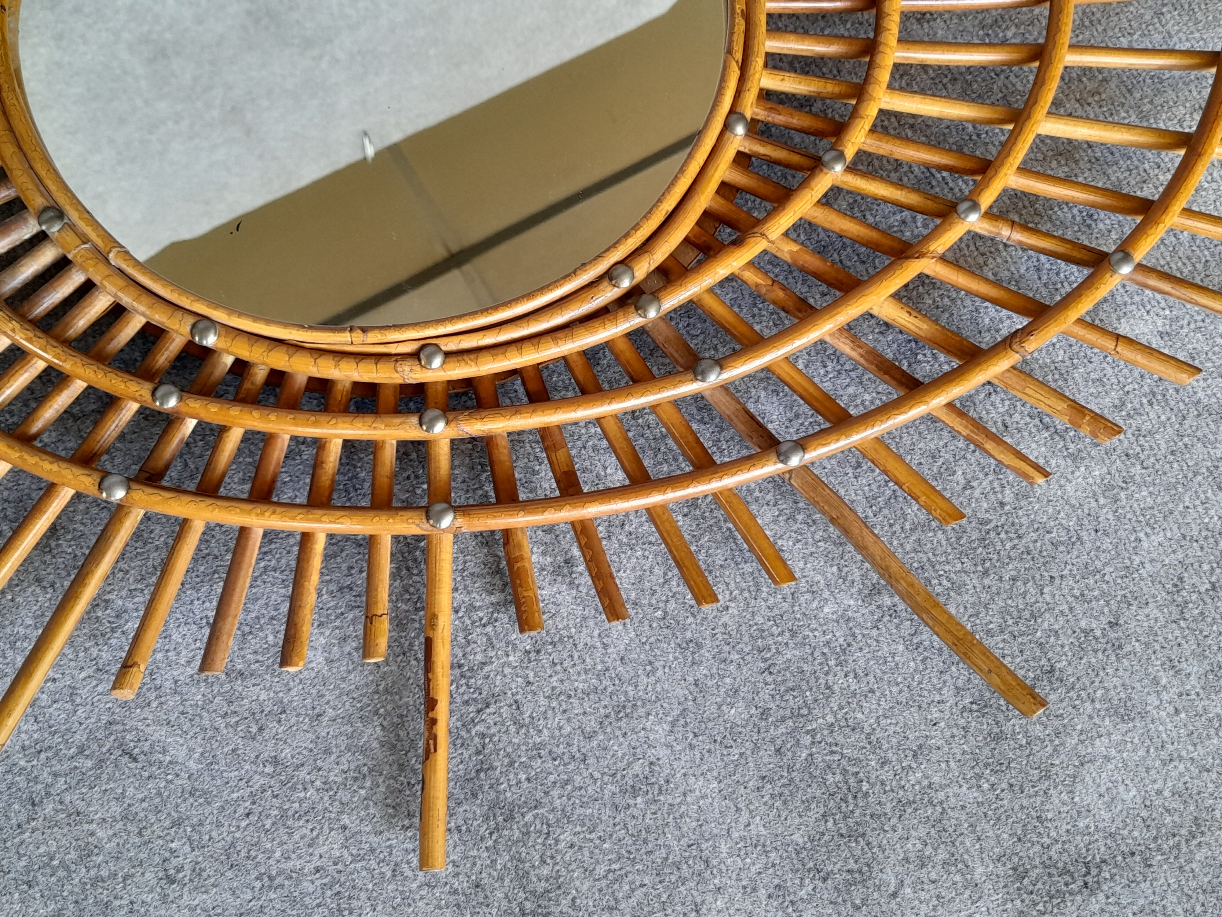Vintage rattan mirror (known as ORTF)
