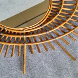 Miroir vintage en rotin ( dit ORTF )
