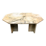 Blush pink octagonal Italian marble dining table 1970s - Italian stone dining table