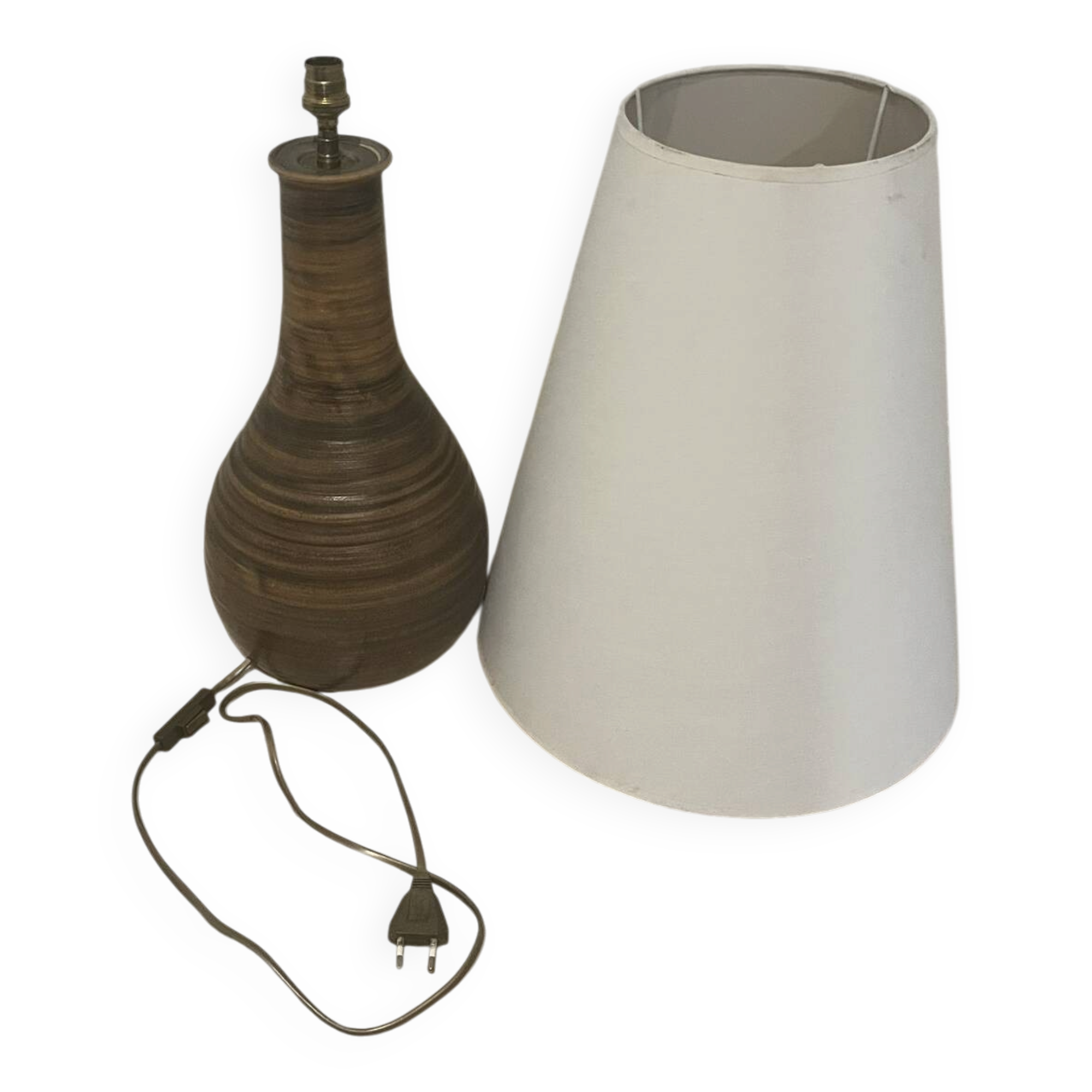 Large vintage ceramic/stoneware table lamp signed Parabis (H 86)