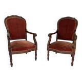 Pair of Louis Philippe armchairs in solid mahogany