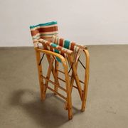 Vintage folding chair from the 1950s-60s in beech and fabric, Italy.