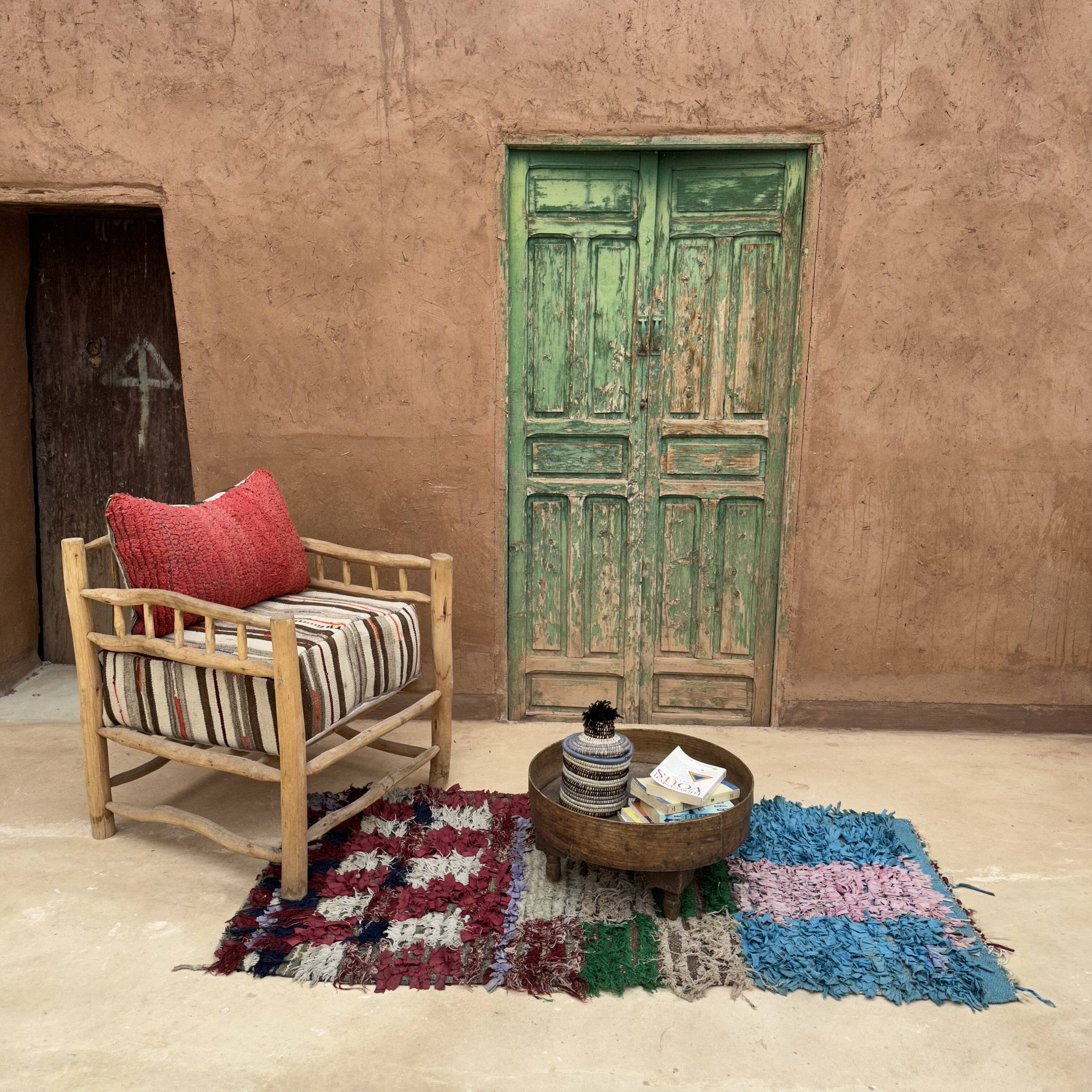 Colorful Boucherouite Moroccan rug - 80 x 170 cm