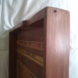 Old vintage marquetry wooden tray