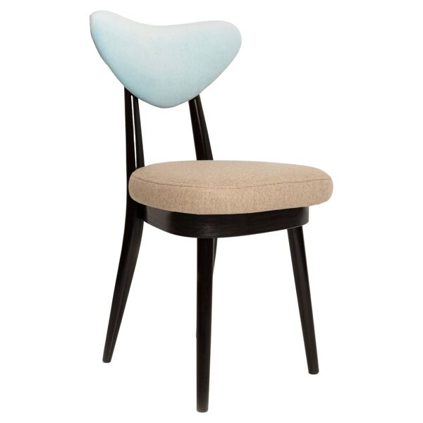 Chaise cœur en laine beige et bleue mélangée du milieu du siècle, Europe, années 1960