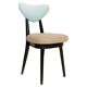 Mid-century heart-shaped chair in mixed beige and blue wool, Europe, 1960s.