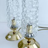 Pair Vintage Bubble Glass Lamps
