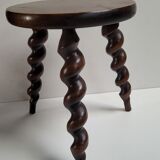 Turned wood tripod stool
