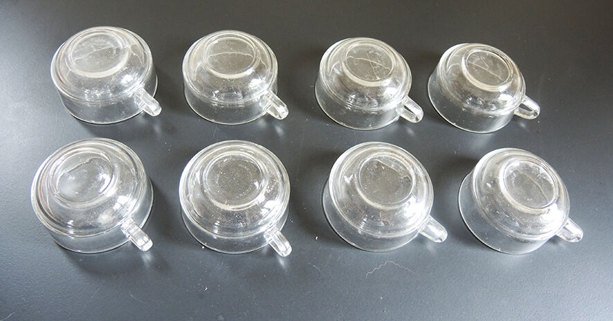 8 old duralex stackable coffee cups