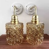 Pair of gold glass wall sconces