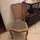 Chaise en bois, cannage et velours côtelé