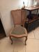Chaise en bois, cannage et velours côtelé