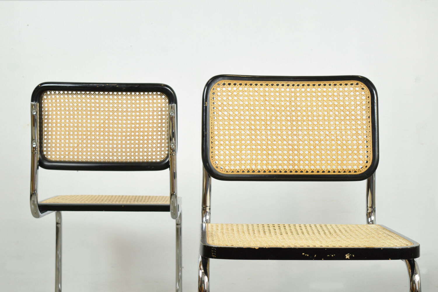 Set of 4 Cesca tubular frame cantilever dining chairs, Italy 1990s