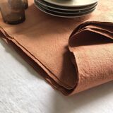 Nappe de vendange ancienne en pur chanvre teintée terracotta