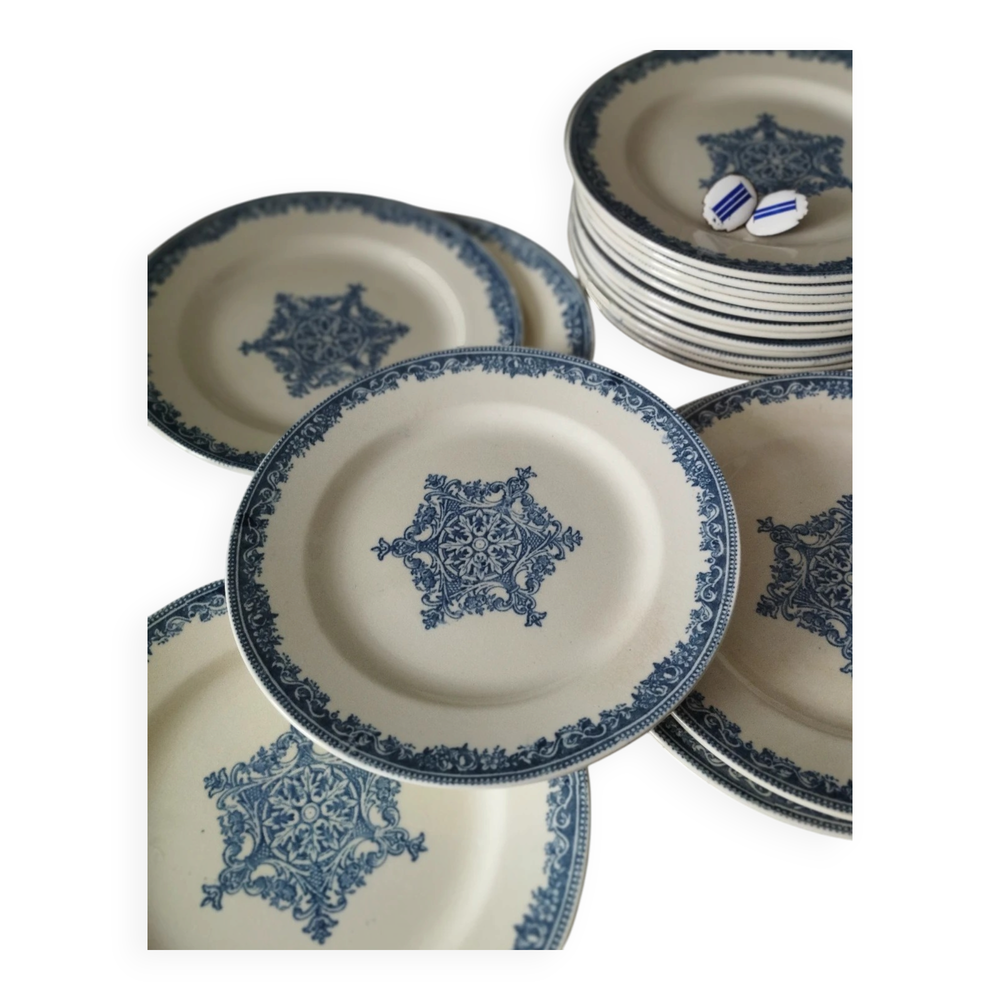 6 dessert plates ironstone J. Vieillard Bordeaux "Garland"