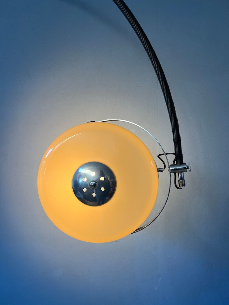 GEPO arch floor lamp with beige 'Bucket' lampshade
