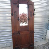 Vestiaire wears hat coat and art deco umbrella in wrought iron patere wood