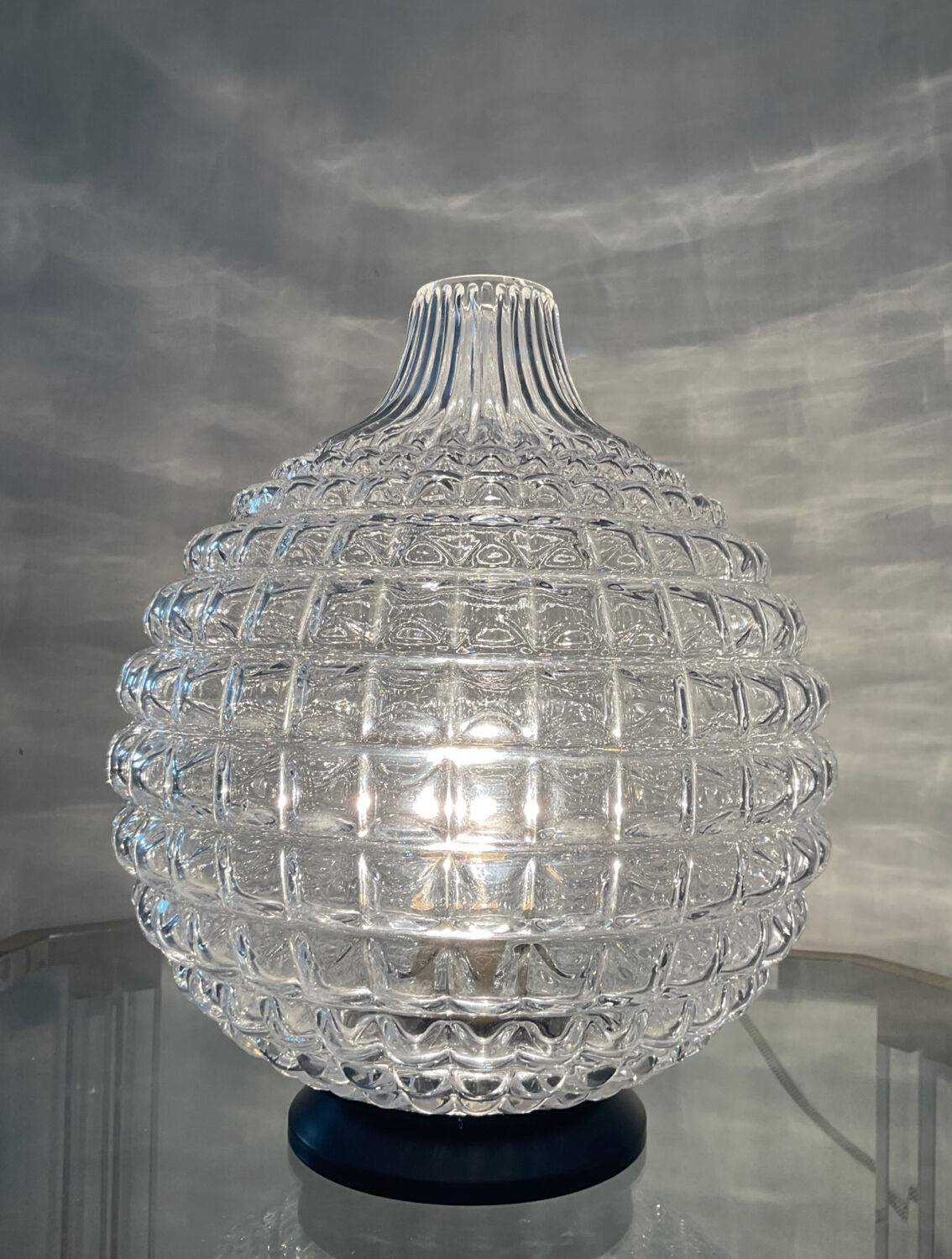 Vintage lamp from the 70s in molded glass