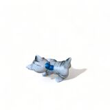 Little ceramic cat playing with a playful ladybug plays gray and white decoration