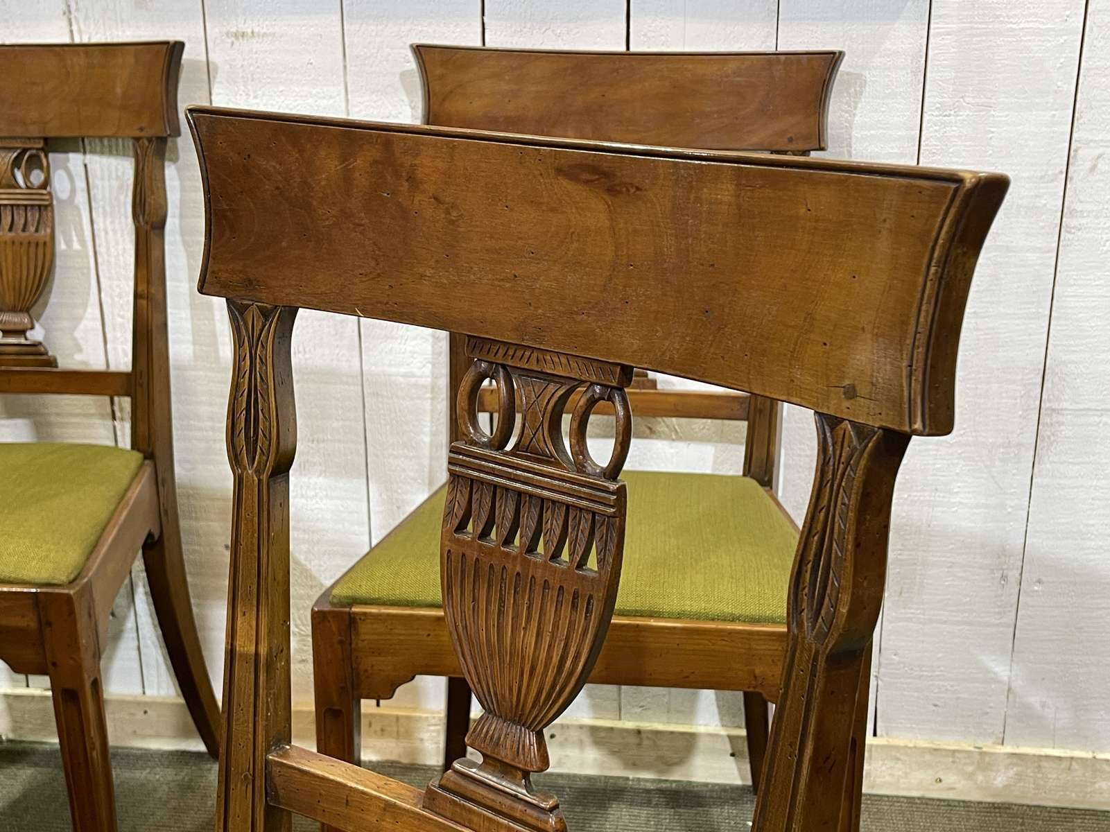 Set of 6 Directoire style cherry wood chairs, 1960s.
