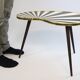 4 x side table retro, kidney shaped L, triangular high, black/white
