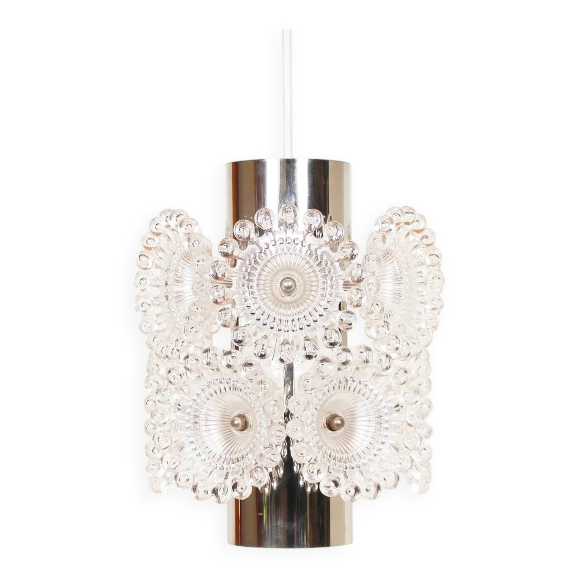 1970s chrome pendant lamp by Solken Leuchten - 3 available