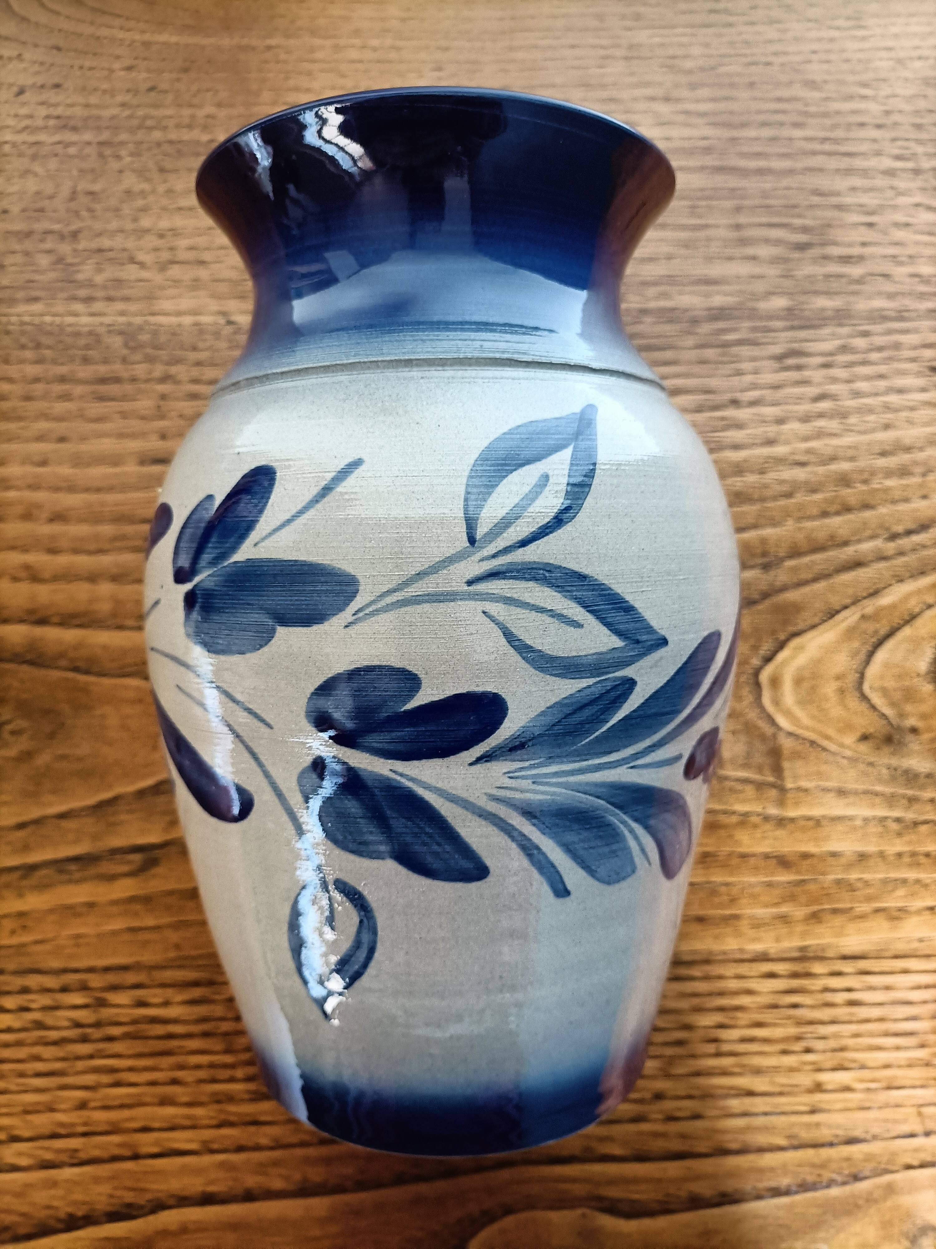Vase à fleurs alsacien en grès Anne Ehret