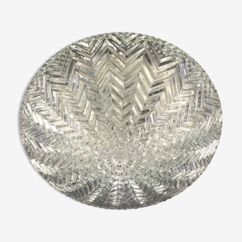 Vintage glass ceiling light or flush mount from limburg, germany, 1970s