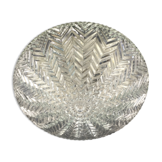 Vintage glass ceiling light or flush mount from limburg, germany, 1970s