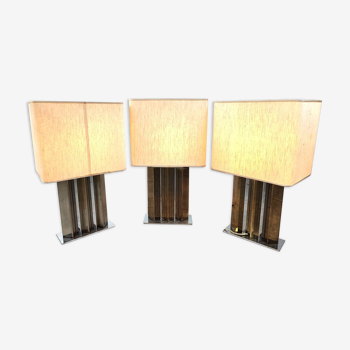 Brass and chrome table lamps, 1970s - set of 3