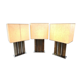 Brass and chrome table lamps, 1970s - set of 3