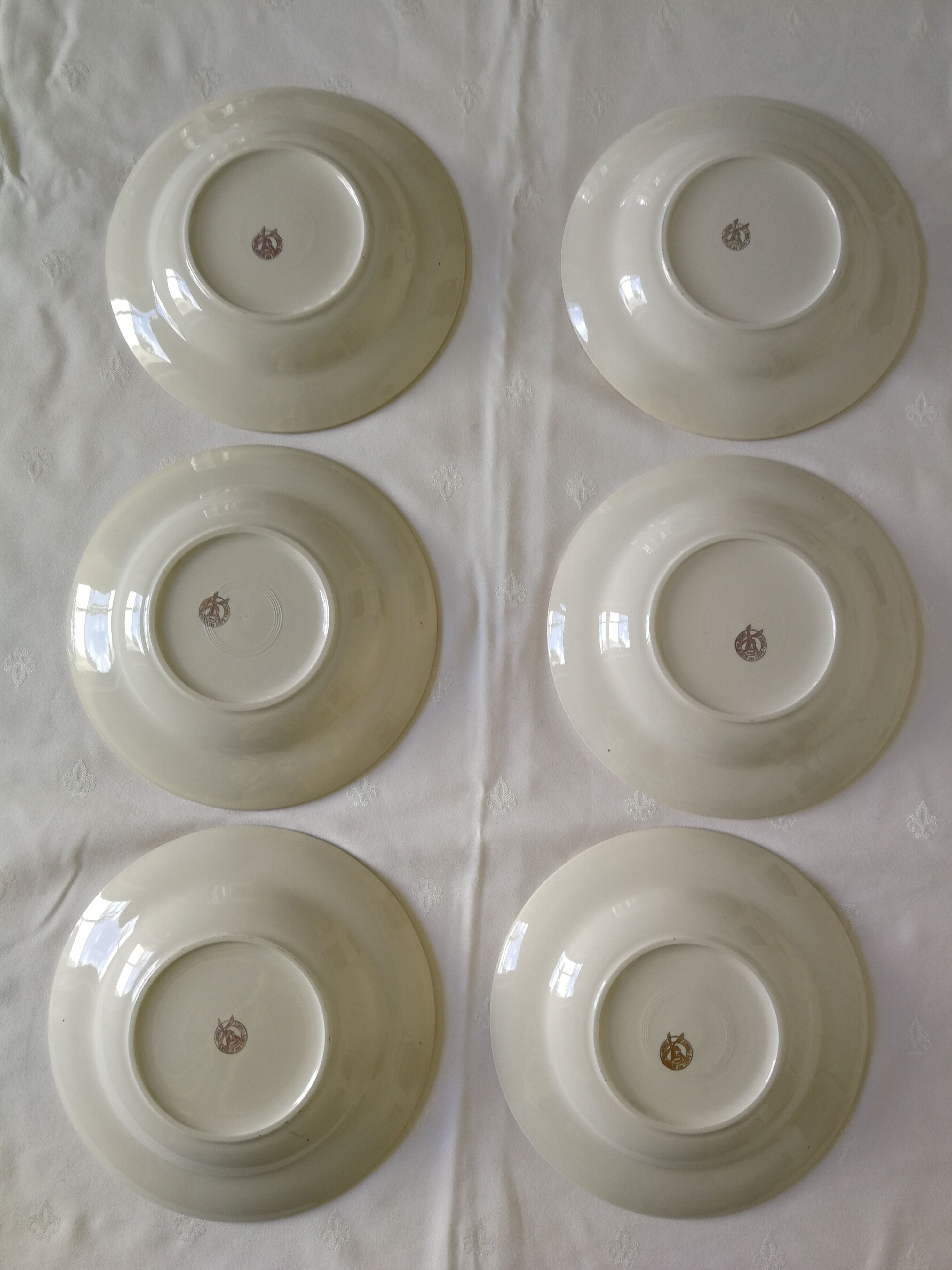 Set of 6 hollow plates Orchies Moulins des Loups