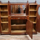 Ecole de Nancy : Grand buffet bibliothèque époque Art Nouveau en acajou