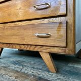 Vintage chest of drawers oak compass feet retro 1950 - 4 drawers