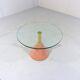 Pink natural stone & glass side table 1980’s Italy