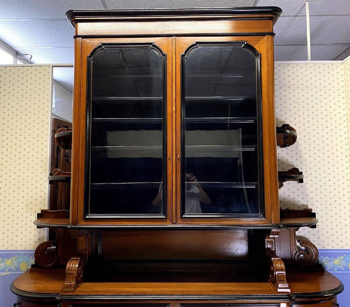Important Half-Moon Library from the Louis Philippe era in Walnut and Wood N