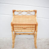 Rattan bedside table, wicker nightstand, end of sofa, interior decoration