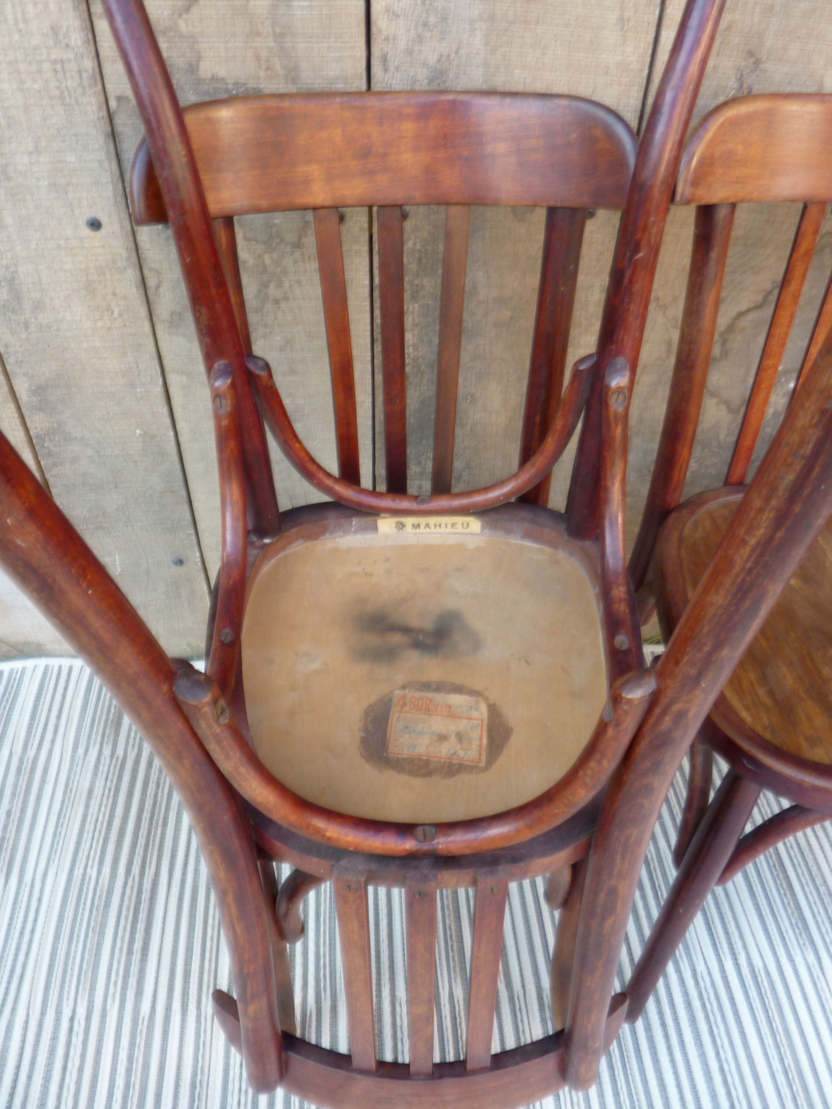 4 Mahieu bistro chairs in turned wood of the 30s