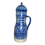 Water pot "GHORRAF" with blue geometric decoration earthenware of Fez Morocco - XlXè