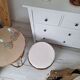 Vintage rattan and French terry fabric pouf