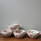 Set of 4 vintage coffee cups Sarreguemines Digoin France opaque real joel model