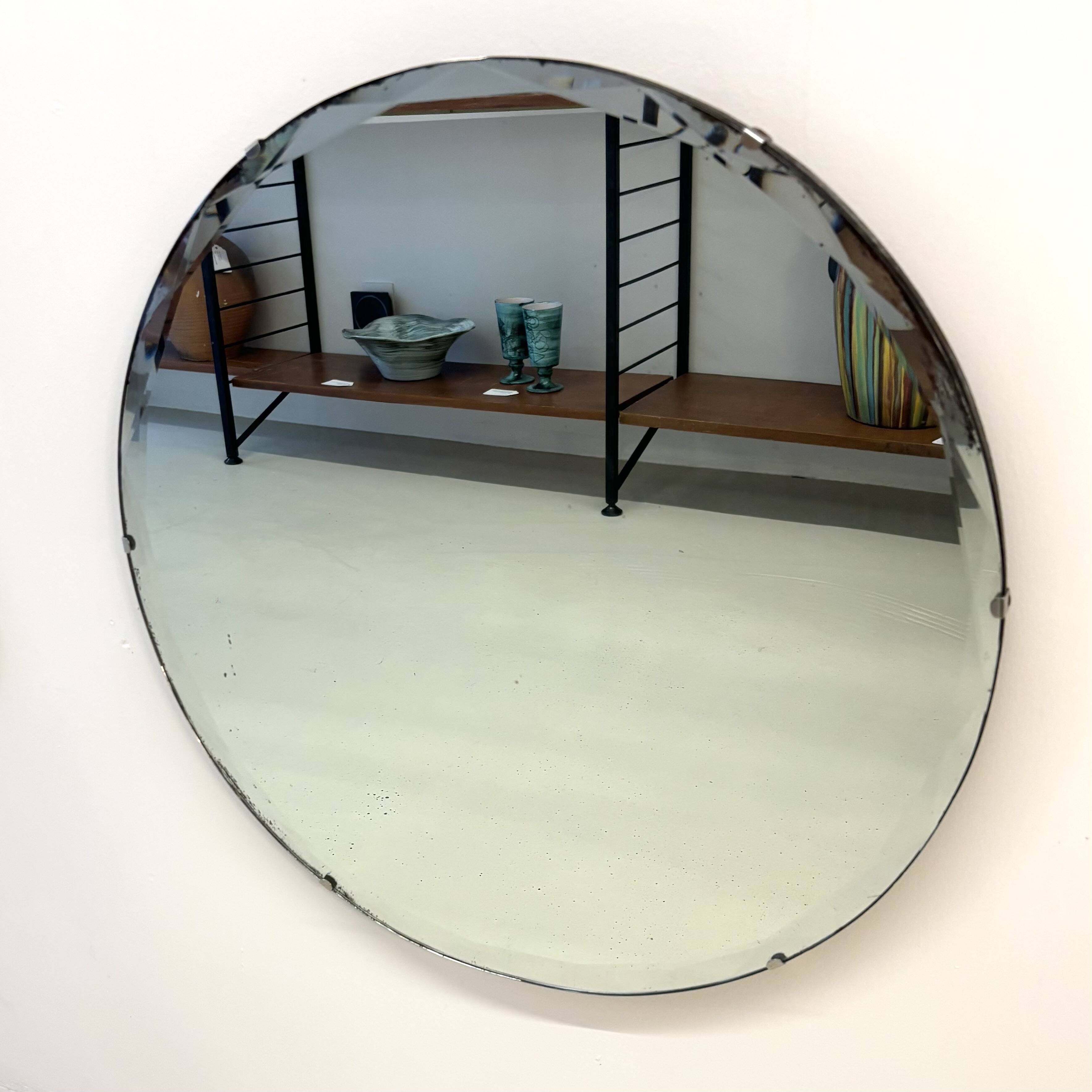 Art Deco Style Round Beveled Mirror