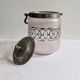 Antique glass bonbonnière in frosted violet with metal mount – Art Nouveau style