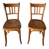 Paire d'authentiques anciennes chaises Bistrot signées Fischel Vintage